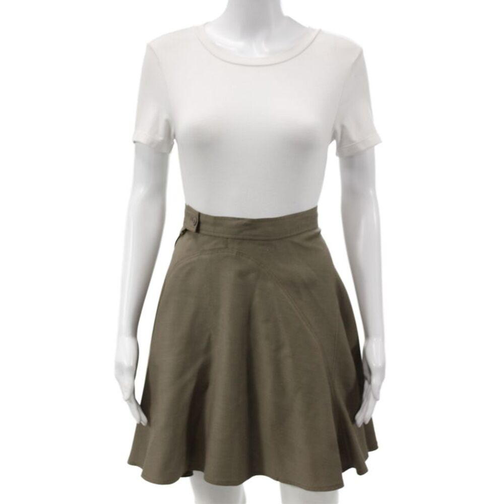Alaia Womens A-Line Skater Flare Skirt Brown Cotton Polyester Size 0
